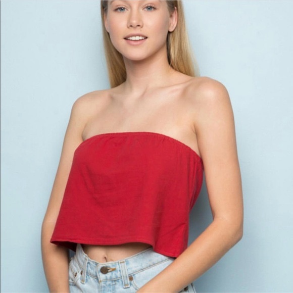 Brandy Melville Tops - Brandy Melville Cassidy Strapless Tube Top Red